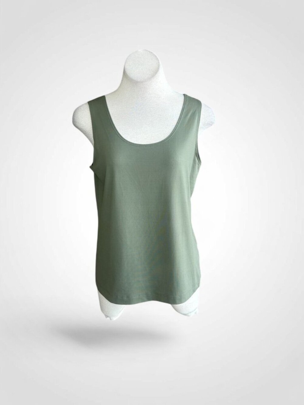 Chico's Tank Sage Green Nylon Spandex Knit Classic Minimalist Size 2 Large